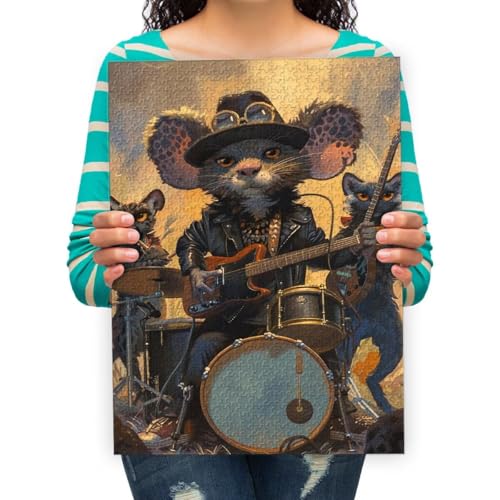 Holzpuzzle 1000 Teile Maus-Kunst-Malband Puzzles Lernspielzeug Für Geburtstagsgeschenk Für Erwachsene 75x50cm von XHENTAI