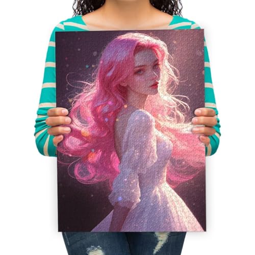 Holzpuzzle 2000 Teile Anime-Mädchen mit rosa Haaren Puzzles Lernspielzeug Für Geburtstagsgeschenk Für Erwachsene 100x70cm von XHENTAI