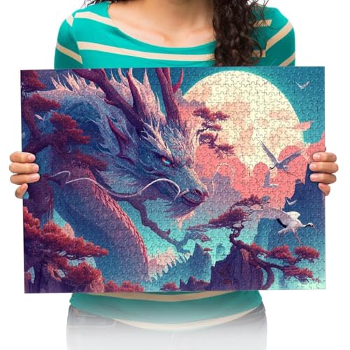 Holzpuzzle 4000 Teile Roter chinesischer Drache Puzzles Lernspielzeug Für Geburtstagsgeschenk Für Erwachsene 141x87cm von XHENTAI