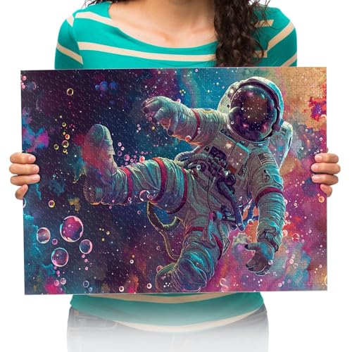 Holzpuzzle 500 Teile Astronauten-Blasen Puzzles Lernspielzeug Für Geburtstagsgeschenk Für Erwachsene 52x38cm von XHENTAI