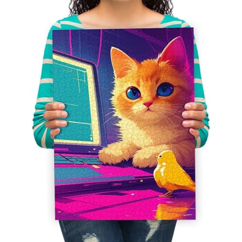 Klassisches Puzzle 500 Teile Erwachsene Puzzle Puzzle 3D Puzzle Orange Hauskatze Hölzernes Erwachsene Kinder Puzzle Spiels Spielzeug Puzzles 52x38cm von XHENTAI