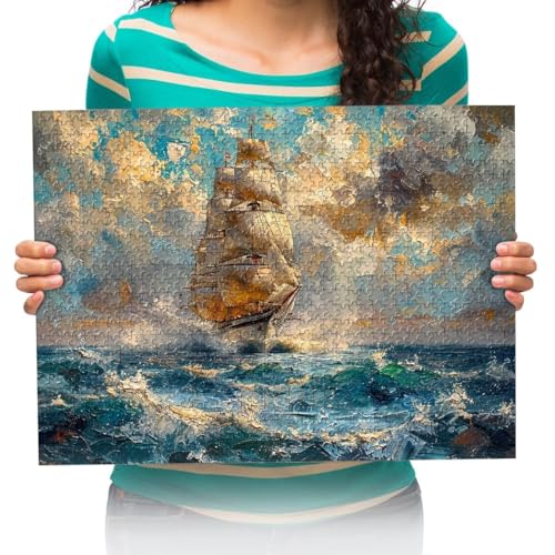 Puzzel Für Erwachsenen Puzzle 1000 Teile Kind Puzzles Aus Holz- Segeln auf dem Meer Kunstmalerei -Geschenk Wohnkultur Modern Festival DIY Geschenk Intellektuelles Spiel 75x50cm von XHENTAI