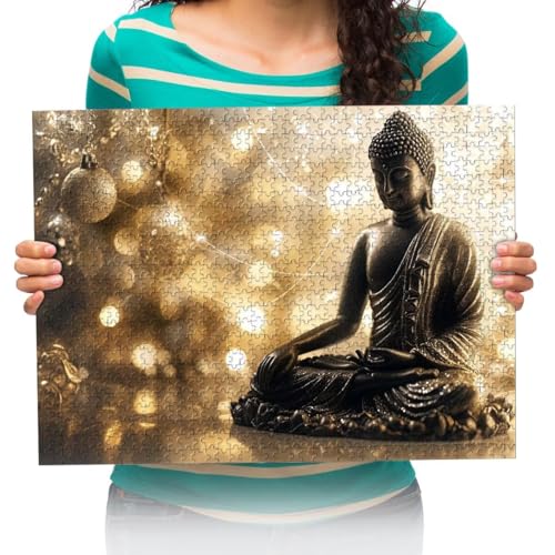 Puzzel Für Erwachsenen Puzzle 300 Teile Kind Puzzles Aus Holz- Buddha Statue religiöses Wasser -Geschenk Wohnkultur Modern Festival DIY Geschenk Intellektuelles Spiel 52x38cm von XHENTAI