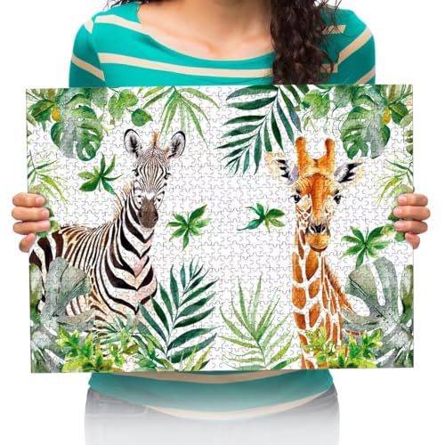 Puzzel Für Erwachsenen Puzzle 300 Teile Kind Puzzles Aus Holz- Giraffen und Zebras -Geschenk Wohnkultur Modern Festival DIY Geschenk Intellektuelles Spiel 52 * 38cm von XHENTAI