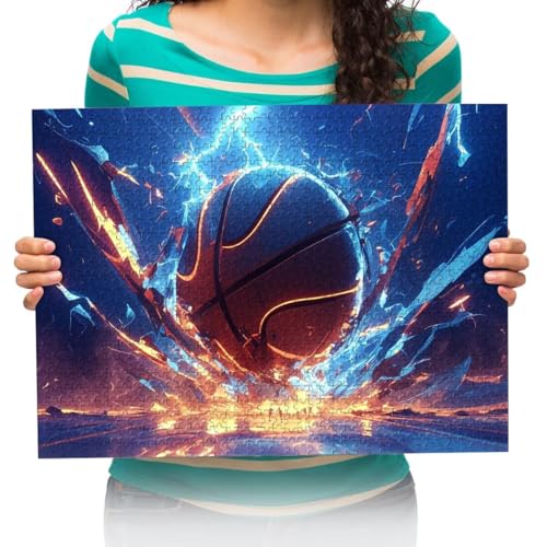 Puzzle 1000 Teile Basketball Jigsaw Puzzles Intellektuelles Spiel für Erwachsene Kinder Geschicklichkeitsspiel für die Ganze Familie 75x50cm von XHENTAI