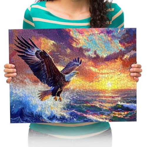 Puzzle 1000 Teile EIN Adler auf See - Farbenfrohes Puzzle für Erwachsene und Kinder 75x50cm von XHENTAI