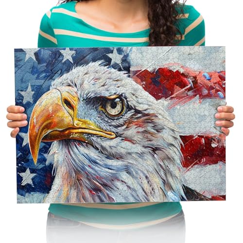 Puzzle 1000 Teile Erwachsene Adler-Flagge Erwachsene Kinder Freizeit Puzzle Spiele Spielzeug 75x50cm von XHENTAI