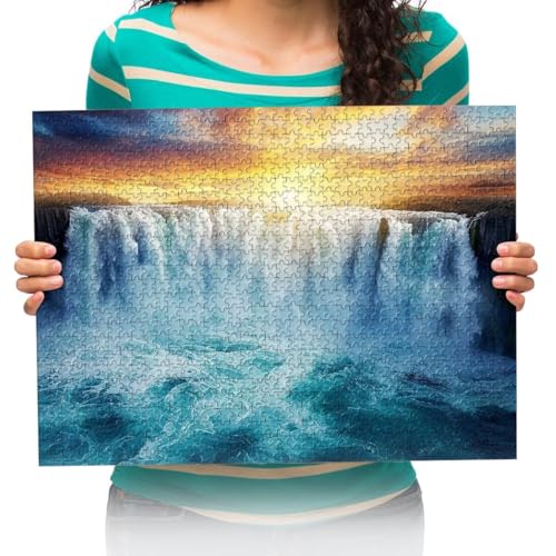 Puzzle 1000 Teile Erwachsene -Wasserfall-Naturlandschaft 1000 Stück Puzzle für Erwachsene Kinder, Puzzles Spielzeug Geschenk für Zuhause Wanddekoration Puzzle Bodenpuzzle 75x50cm von XHENTAI