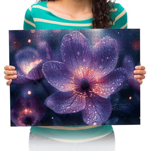 Puzzle 1000 Teile Puzzle DIY Lila Blume Kunst Malerei Intellectual Education Entpacken Lustiges Spielzeug Familienspiel Für Erwachsene Kinder 75x50cm von XHENTAI