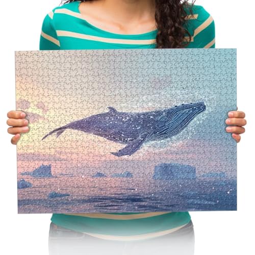 Puzzle 1000 Teile - Puzzle für Erwachsene und Kinder Wal auf der Wasseroberfläche Kunst Malerei - 1000 Teile Puzzles, Technologie bedeutet, Teile perfekt zusammenpassen 75x50cm von XHENTAI