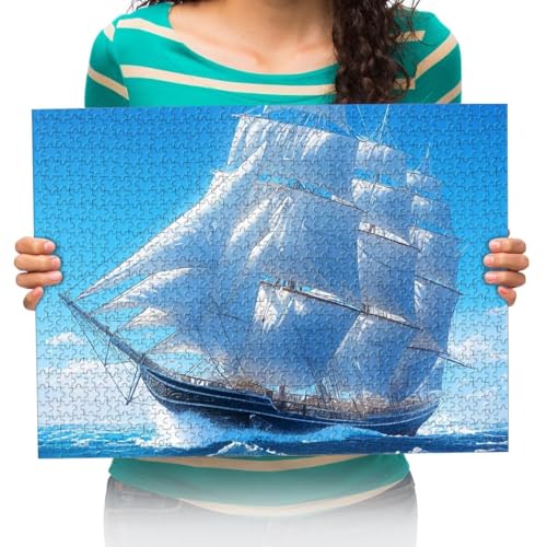 Puzzle 1500 Teile,Puzzle für Erwachsene, Impossible Puzzle,Puzzle farbenfrohes Legespiel- Segelschiffe auf dem Meer,1500 Puzzle Home Dekoration Puzzle. 87x57cm von XHENTAI