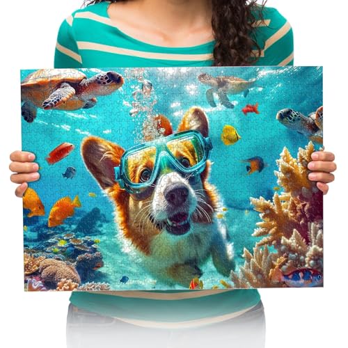 Puzzle 1500 Teile Puzzle DIY Meerestiere Quallen Intellectual Education Entpacken Lustiges Spielzeug Familienspiel Für Erwachsene Kinder 87x57cm von XHENTAI