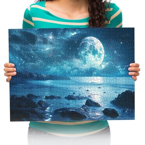 Puzzle 2000 Stück - Mondlandschaft über dem Meer Hölzernes Erwachsene Kinder Puzzle Spiels Spielzeug Puzzles 100x70cm von XHENTAI