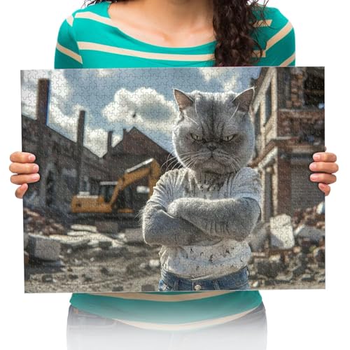 Puzzle 2000 Teile,Puzzle für Erwachsene,Graue Katze Impossible Puzzle, Geschicklichkeitsspiel für die ganze Familie 100x70cm von XHENTAI