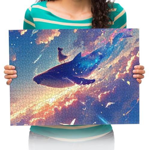 Puzzle 2000 Teile Wale am Himmel Puzzle Kunst als Geschenk für die Familie und Freunde 100x70cm von XHENTAI