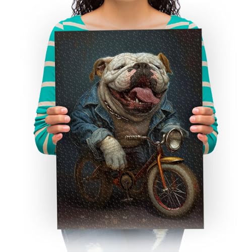 Puzzle 300 Teile,Bulldoggen Fahren Dreiräder Erwachsene Kinder Puzzle Spiels Spielzeug Puzzles 52 * 38cm von XHENTAI