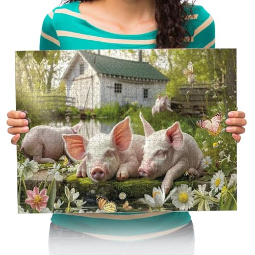 Puzzle 300 Teile,Puzzle für Erwachsene,Impossible Puzzle,Malerei auf Schweinefarm - Erwachsenenpuzzle ab 14 Jahren 52 * 38cm von XHENTAI