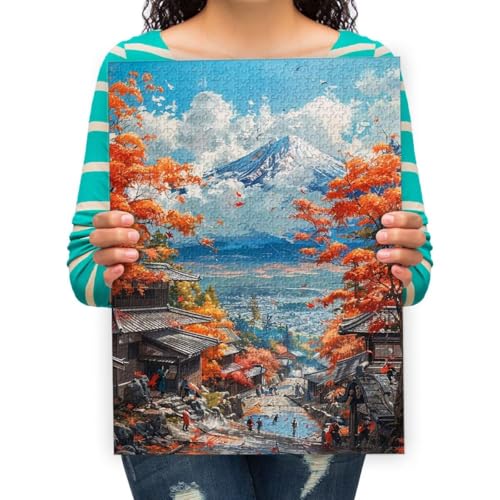 Puzzle 300 Teile,Schneebedeckte Bergseestädte Erwachsene Kinder Puzzle Spiels Spielzeug Puzzles 52x38cm von XHENTAI