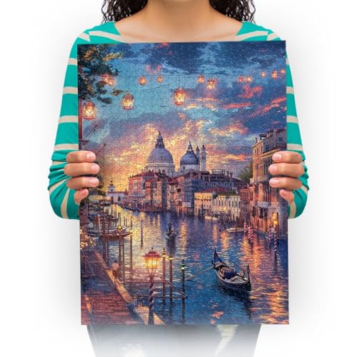 Puzzle 300 Teile Blick auf die Stadt auf dem Wasser Jigsaw Puzzles Intellektuelles Spiel für Erwachsene Kinder Geschicklichkeitsspiel für die Ganze Familie 52 * 38cm von XHENTAI