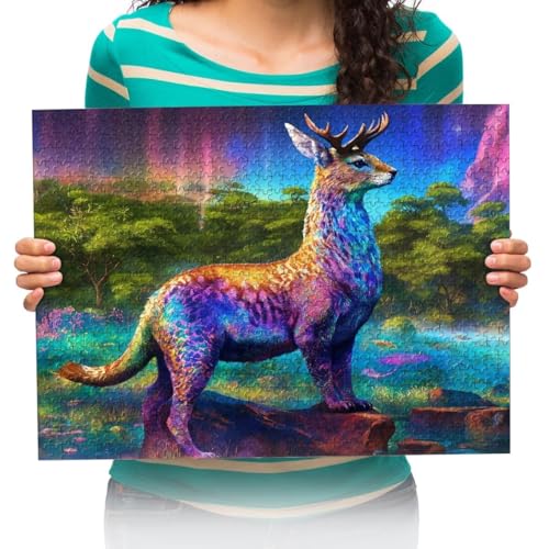 Puzzle 300 Teile Erwachsene Bemaltes Tier Hirsch Puzzles für Erwachsene Lernspiel Herausforderungsspielzeug 38 * 52cm von XHENTAI