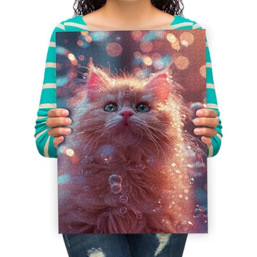 Puzzle 300 Teile Erwachsene -Katzen und Seifenblasen streicheln 300 Stück Puzzle für Erwachsene Kinder, Puzzles Spielzeug Geschenk für Zuhause Wanddekoration Puzzle Bodenpuzzle 52x38cm von XHENTAI