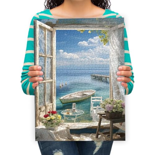 Puzzle 300 Teile Erwachsene Puzzle Puzzle Klassisches 3D Puzzle Der Blick aus dem Fenster Buntes Spielzeug für Bildung und Entspannung 52x38cm von XHENTAI