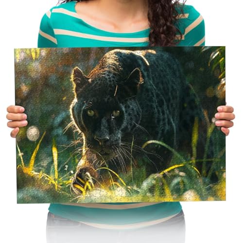 Puzzle 300 Teile Erwachsene Puzzle Puzzle Klassisches 3D Puzzle Schwarzes Tier Gepard Buntes Spielzeug für Bildung und Entspannung 38 * 52cm von XHENTAI