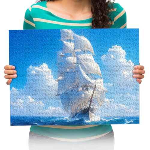 Puzzle 300 Teile Erwachsene Puzzle Puzzle Klassisches 3D Puzzle Segelschiffe auf dem Meer Buntes Spielzeug für Bildung und Entspannung 38 * 52cm von XHENTAI