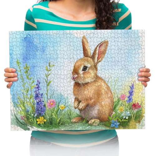 Puzzle 300 Teile Kaninchen Blume Busch Cartoon Zeichnung Für Erwachsene Kinder Spiele Lernspielzeug 52 * 38cm von XHENTAI