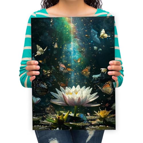 Puzzle 300 Teile - Lotus Schmetterling Kunst Malerei - 300 Teile Puzzle für Erwachsene und Kinder ab 14 Jahren - Geschicklichkeitsspiel für die ganze Familie - Geschenk an Kinder 52 * 38cm von XHENTAI