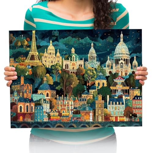 Puzzle 300 Teile Malerei der Stadtarchitektur Puzzle Holzpuzzles Sehr Herausforderndes Casual Puzzle 52 * 38cm von XHENTAI