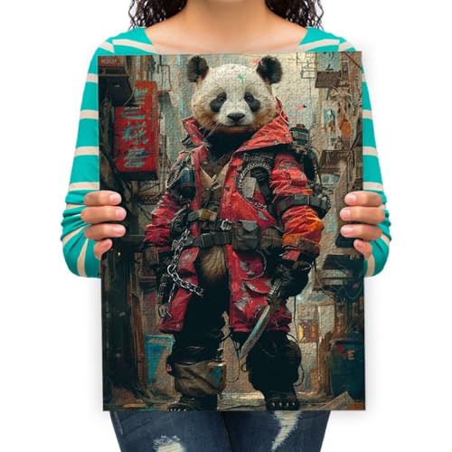 Puzzle 300 Teile Panda-Krieger-Gemälde - Puzzle 300 Teile Landschaft - 300 Teile Puzzle Games für Kinder ab 14 Jahren 52 * 38cm von XHENTAI