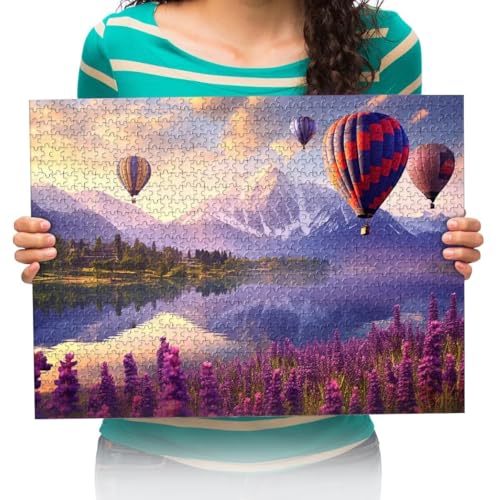 Puzzle 300 Teile Schneeberge, Flüsse, Heißluftballons Für Erwachsene Kinder Spiele Lernspielzeug 52 * 38cm von XHENTAI