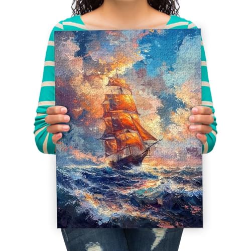 Puzzle 300 Teile Segelboot auf dem Meer Kunstmalerei | Puzzle Lernspiele Heimdekoration Puzzle. 300 Stück 38x52cm von XHENTAI