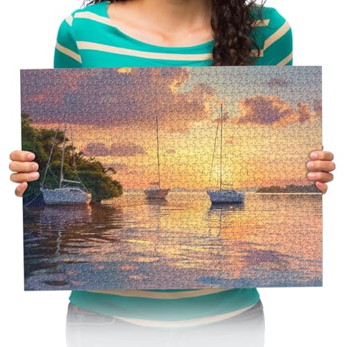 Puzzle 300 Teile Segelboot auf dem Wasser Landschaftsmalerei - 300 Teile Puzzle 300 Teile 38 * 52cm von XHENTAI