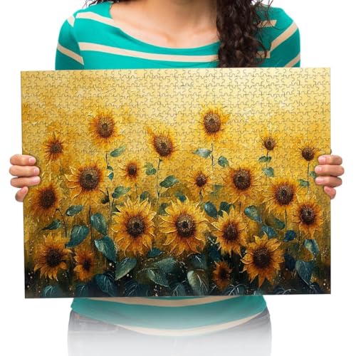 Puzzle 300 Teile Sonnenblumenbusch Kunst Malerei Classic Puzzle DIY Kit Holzspielzeug Unique Gift Home Decor 52 * 38cm von XHENTAI