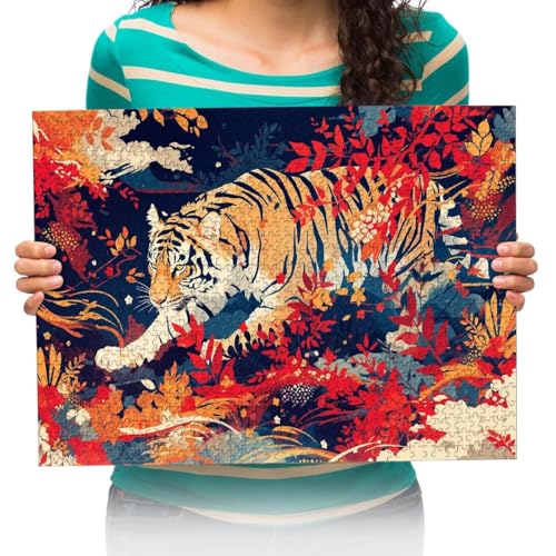 Puzzle 300 Teile Tiertiger-Gemälde Puzzles Schwieriges großes Puzzle Pädagogisches Stressabbau-Spielzeug für Erwachsene Kinder 52 * 38cm von XHENTAI