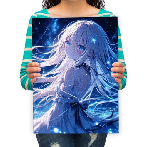 Puzzle 300 Teile Weißhaariges Anime-Mädchen Holzpuzzle Landschaft Für Erwachsene Teens Puzzles Spielzeug 38x52cm von XHENTAI