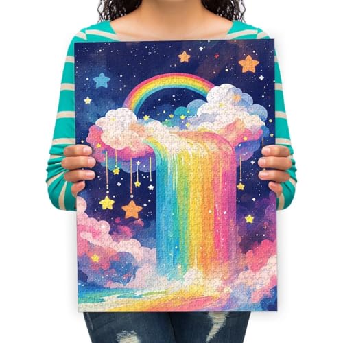 Puzzle 3000 Teile,Puzzle für Erwachsene,Impossible Puzzle,Regenbogen-Wasserfall Geschicklichkeitsspiel für die ganze Familie 122x81cm von XHENTAI