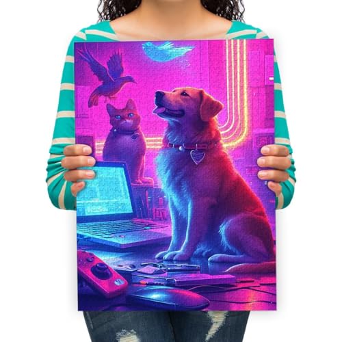 Puzzle 4000 Teile Puzzle DIY Haustier Golden Retriever Voll Intellectual Education Entpacken Lustiges Spielzeug Familienspiel Für Erwachsene Kinder 141x87cm von XHENTAI