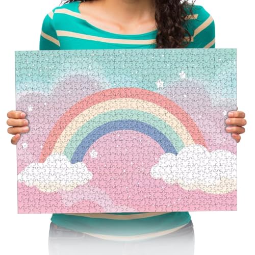 Puzzle 500 Teile,Puzzle für Erwachsene, Impossible Puzzle,Puzzle farbenfrohes Legespiel- Karikatur Regenbogen,500 Puzzle Home Dekoration Puzzle. 52x38cm von XHENTAI