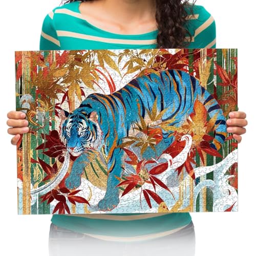 Puzzle 500 Teile Erwachsene Tierischer Tiger Puzzles für Erwachsene Lernspiel Herausforderungsspielzeug 52x38cm von XHENTAI