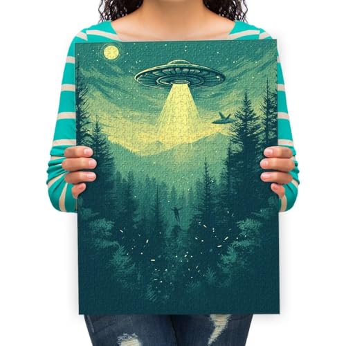 Puzzle 500 Teile Erwachsene UFO-Kunstmalerei Puzzle Mann Geschenke DIY Wandkunst Dekoration 52x38cm von XHENTAI