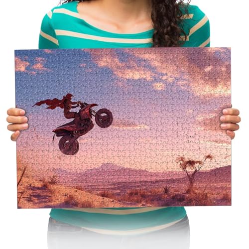 Puzzle 500 Teile Motorradfahrer Puzzles für Erwachsene Kinder Familie Geschicklichkeit Pädagogische Spielzeug Wanddeko Festival Geschenk 52x38cm von XHENTAI