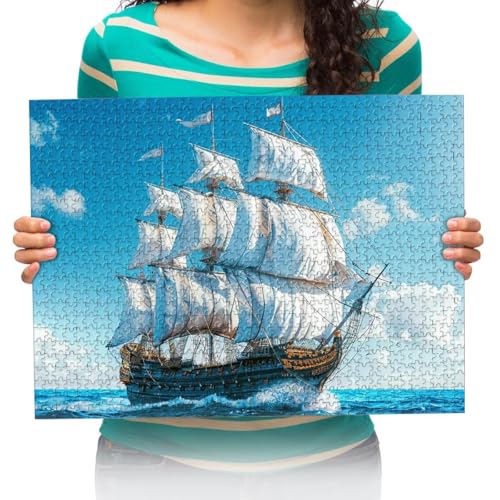 Puzzle 5000 Teile Bemalung von Segelschiffen auf dem Meer Kinder Puzzle Spiels Puzzle Spielzeug Puzzles 156x105cm von XHENTAI