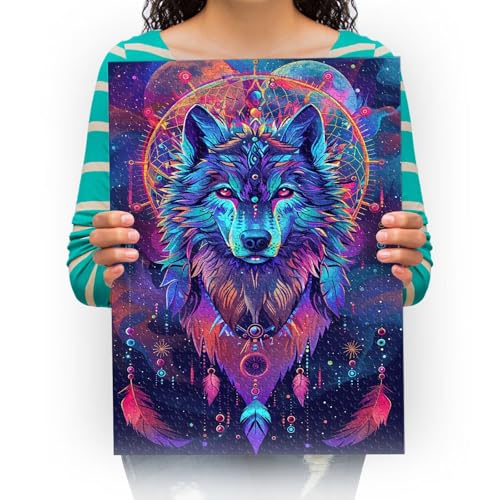 Puzzle 6000 Teile 3D Puzzle DIY Wolf Traumfänger Moderne Bild Home Decor Für Wohnzimmer 179x105cm von XHENTAI