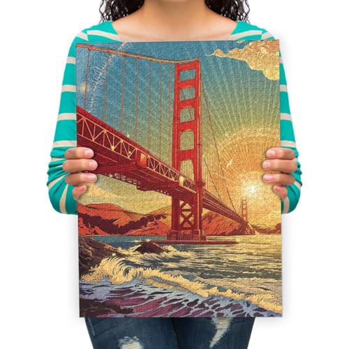 Puzzle Golden Gate Bridge Kunstgemälde - 300 Teile Puzzle für Erwachsene und Kinder ab 15 Jahren 52x38cm von XHENTAI