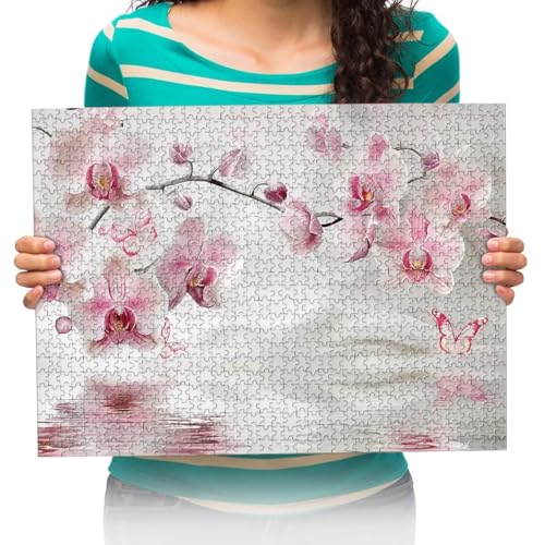 Puzzle Rosa Blumen auf dem Wasser - 1000 Teile Puzzle für Erwachsene und Kinder ab 15 Jahren 75x50cm von XHENTAI