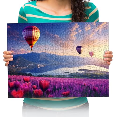 Puzzle Teile Erwachsene Puzzle Erwachsene 500 Teile Blick auf den Heißluftballon und den Bergsee Puzzle 500pcs Puzzle | Impossible Puzzle 52x38cm von XHENTAI