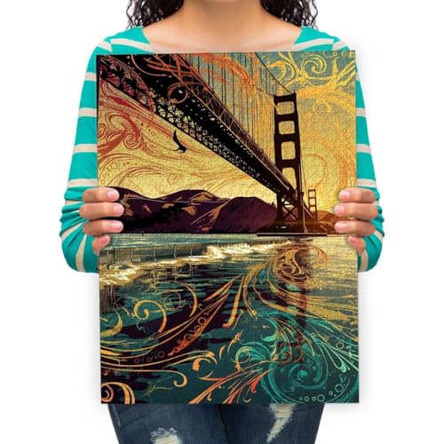 Puzzle für Erwachsene, Puzzles für Kinder Lernspielzeug- Golden Gate Bridge Landschaftsmalerei -Puzzle Fotopuzzle Kollektion-3000 Teile 122x81cm von XHENTAI